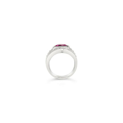 LeVian 18K White Gold Pink Yellow Sapphire Round Diamond Bezel Cocktail Ring