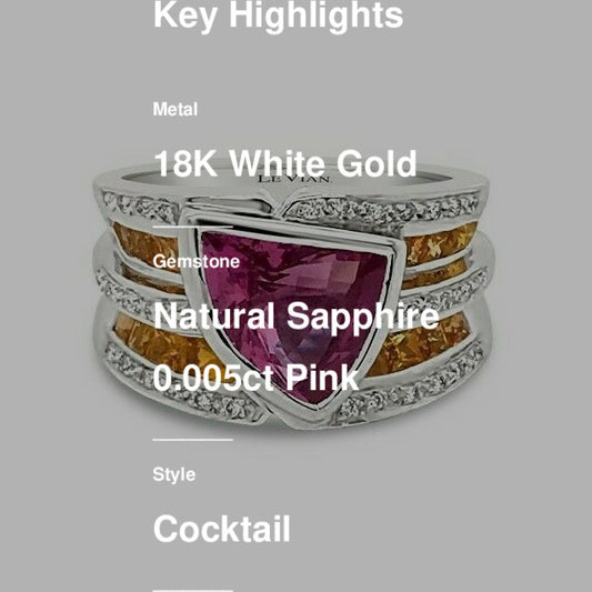 4 1/3 cts Pink Sapphire and Sapphire Ring in 18K White Gold by Le Vian