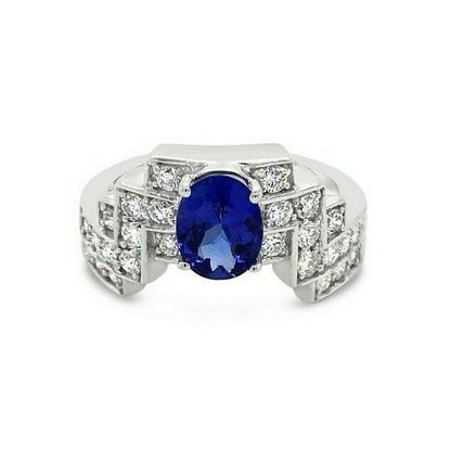 1 2/3 cts Blue Tanzanite and Diamond Ring in 14K White Gold by Le Vian - BirthStone.com