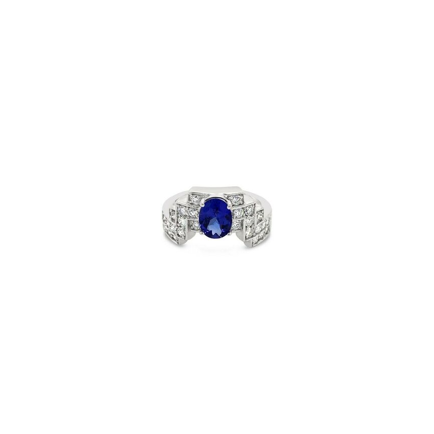 1 2/3 cts Blue Tanzanite and Diamond Ring in 14K White Gold by Le Vian - BirthStone.com