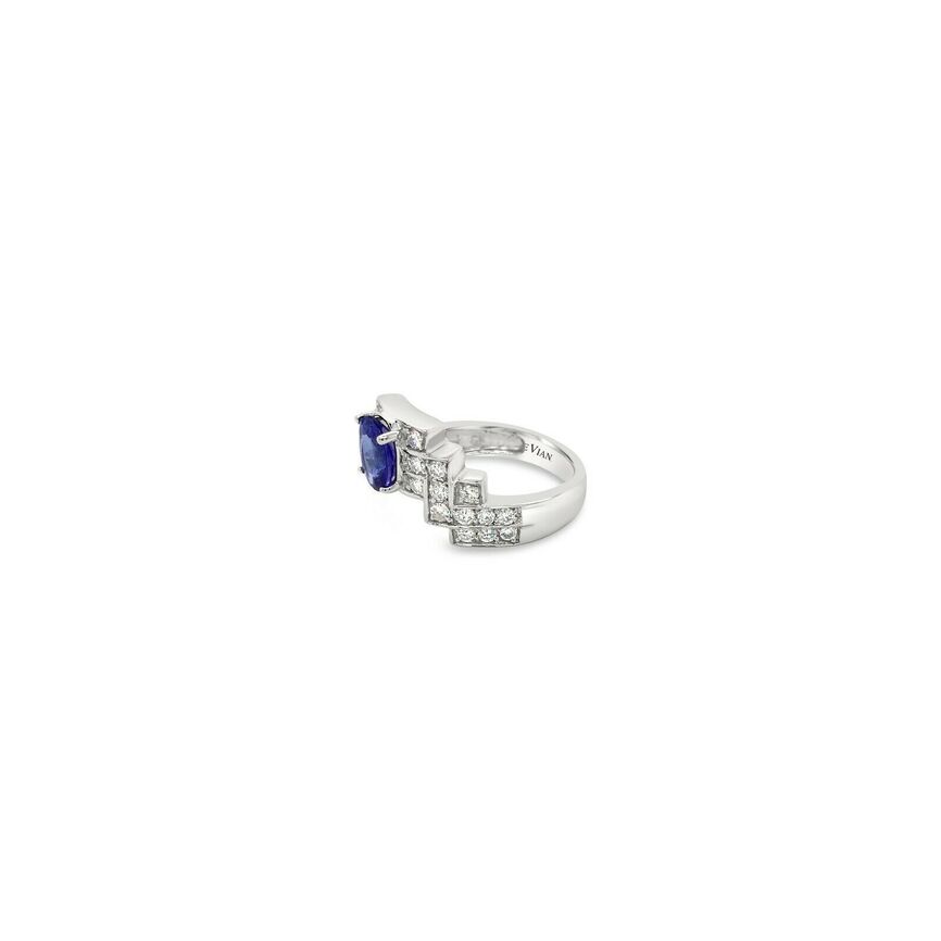 1 2/3 cts Blue Tanzanite and Diamond Ring in 14K White Gold by Le Vian - BirthStone.com