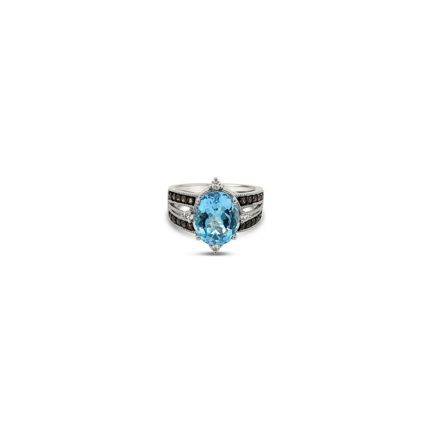 4 1/3 cts Blue Topaz and Smoky Quartz Ring in 14K White Gold by Le Vian - BirthStone.com