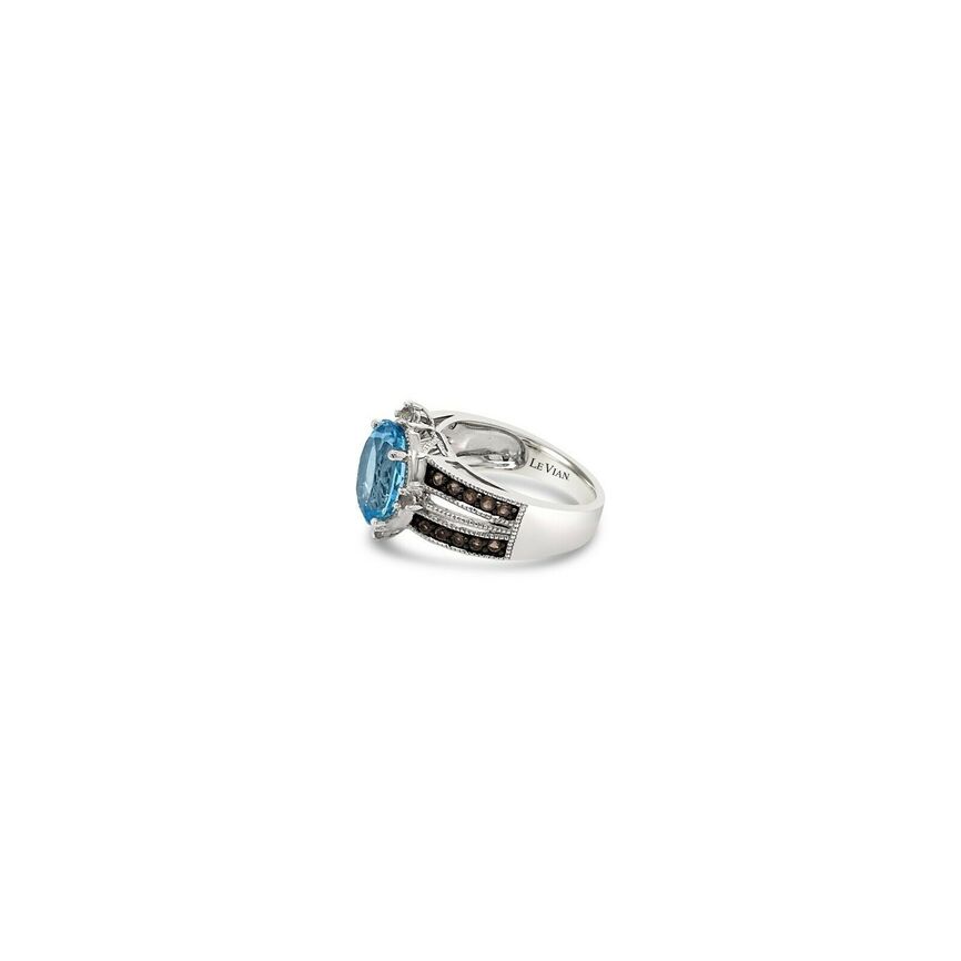 4 1/3 cts Blue Topaz and Smoky Quartz Ring in 14K White Gold by Le Vian - BirthStone.com