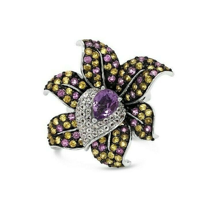 3 cts Purple Amethyst and Sapphire Ring in 14K White Gold by Le Vian - BirthStone.com