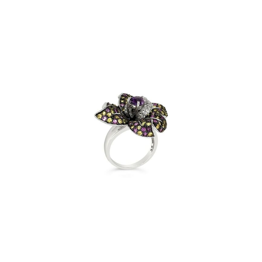 3 cts Purple Amethyst and Sapphire Ring in 14K White Gold by Le Vian - BirthStone.com