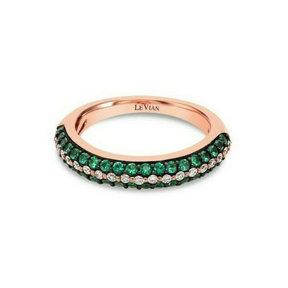 1/2 cts Green Emerald and Diamond Ring in 14K Rose Gold by Le Vian - BirthStone.com