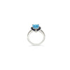 LeVian 14K White Gold Blue Topaz Sapphire Round Diamond Fancy Cocktail Halo Ring
