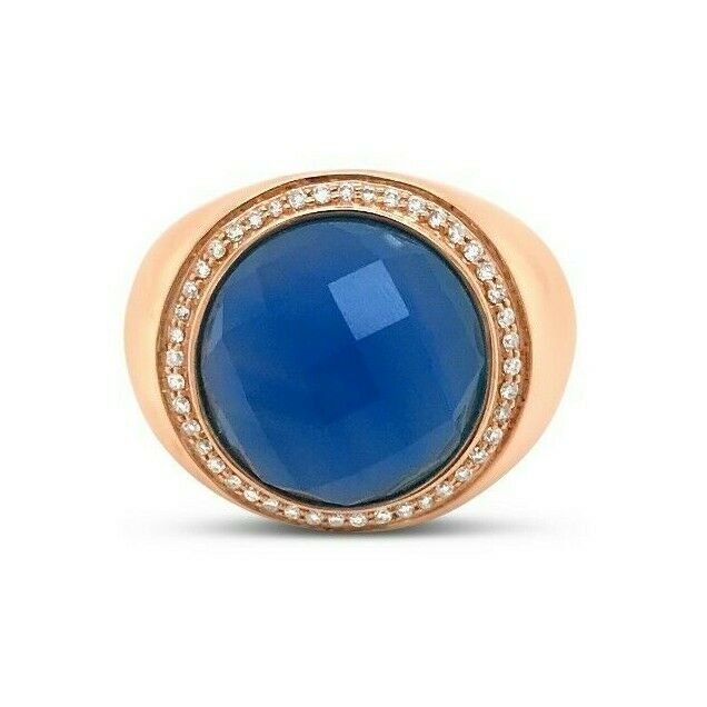 1/4 cts Blue Agate and Diamond Ring in 14K Rose Gold by Le Vian - BirthStone.com