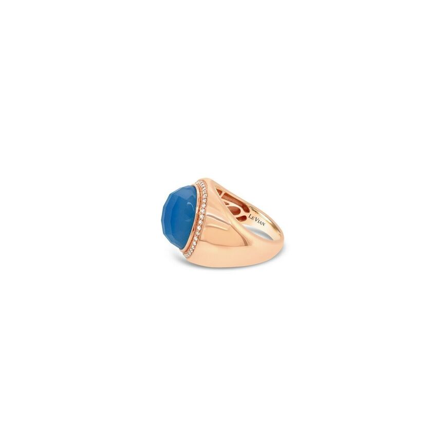 1/4 cts Blue Agate and Diamond Ring in 14K Rose Gold by Le Vian - BirthStone.com