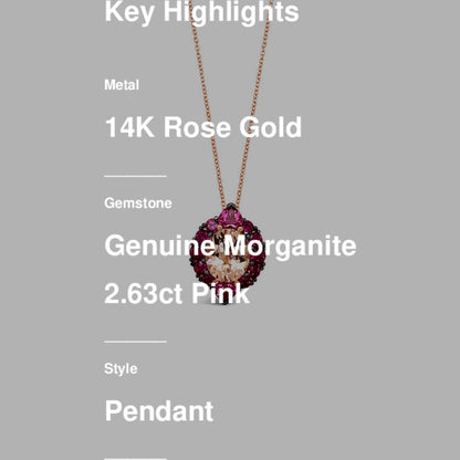 LeVian Necklace Pink Morganite in 14K Rose Gold 5 1/8 cts