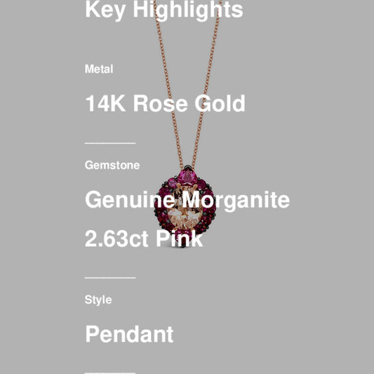 LeVian Necklace Pink Morganite in 14K Rose Gold 5 1/8 cts