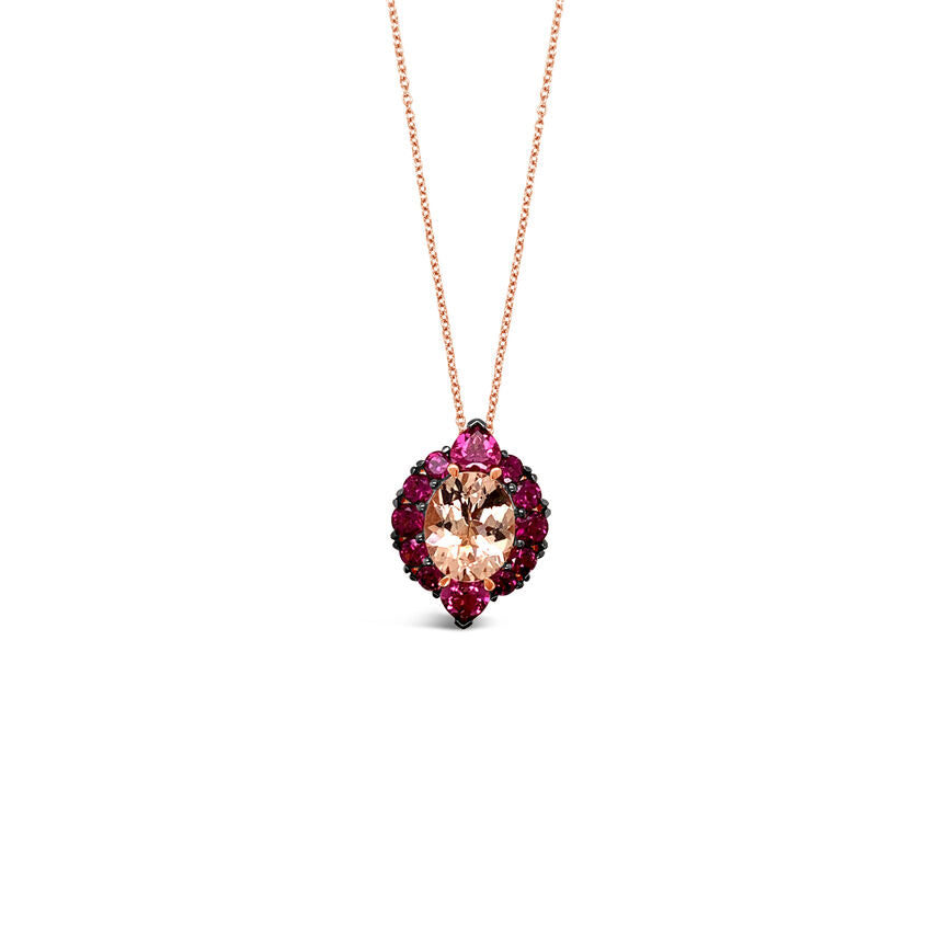 LeVian Necklace Pink Morganite in 14K Rose Gold 5 1/8 cts - BirthStone.com