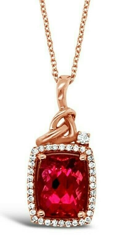 2 3/8 cts Red Rubellite and Diamond Necklace in 14K Rose Gold by Le Vian - BirthStone.com