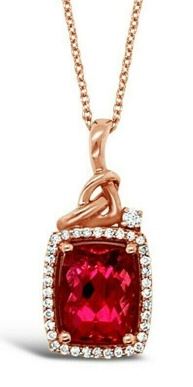 Le Vian® Pendant - Rubellite, Vanilla Diamonds® 14K Strawberry Gold®