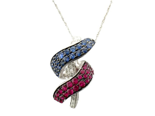 1 cts Red Ruby and Diamond Pendant in 14K White Gold by Le Vian - BirthStone.com