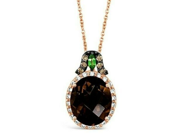 4 1/8 cts Brown Smoky Quartz and Diamond Necklace in 14K Rose Gold by Le Vian - BirthStone.com