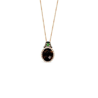 4 1/8 cts Brown Smoky Quartz and Diamond Necklace in 14K Rose Gold by Le Vian - BirthStone.com