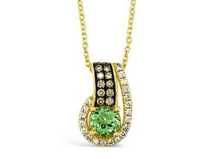 1 1/8 cts Green Tourmaline and Diamond Necklace in 18K Yellow Gold by Le Vian - BirthStone.com