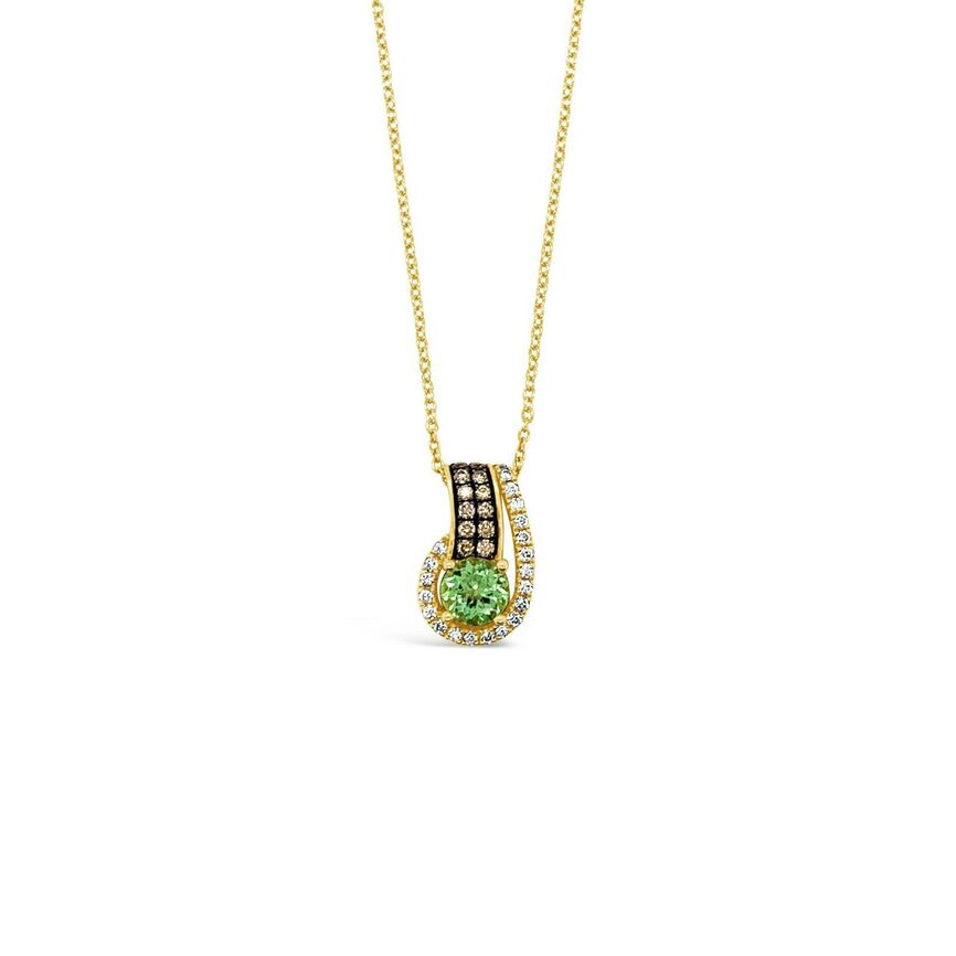 1 1/8 cts Green Tourmaline and Diamond Necklace in 18K Yellow Gold by Le Vian - BirthStone.com