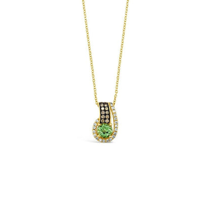 1 1/8 cts Green Tourmaline and Diamond Necklace in 18K Yellow Gold by Le Vian - BirthStone.com