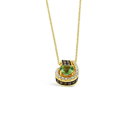 1 1/8 cts Green Tourmaline and Diamond Necklace in 18K Yellow Gold by Le Vian - BirthStone.com