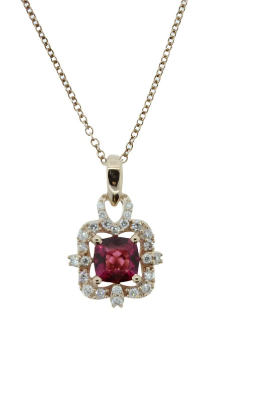 1/2 cts Red Rubellite and Diamond Pendant in 14K Rose Gold by Le Vian - BirthStone.com