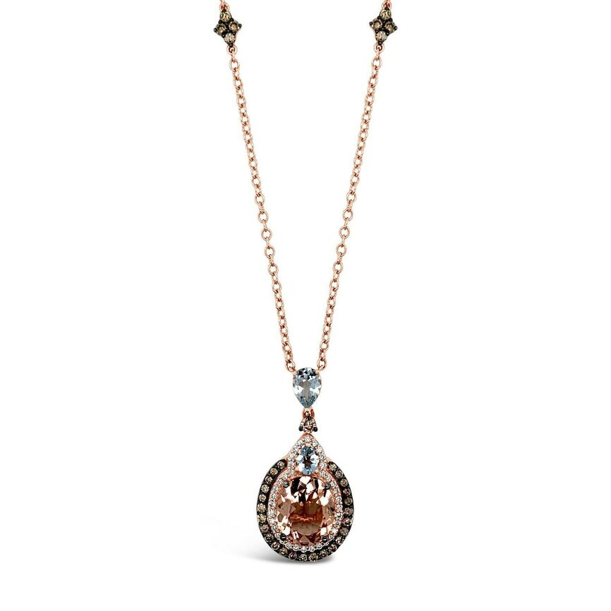 5 cts Pink Morganite and Diamond Necklace in 14K Rose Gold by Le Vian - BirthStone.com