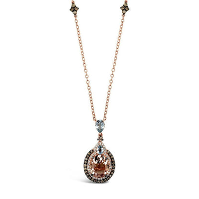 Le Vian® Necklace Morganite, Aquamarine, White/Chocolate Diamonds® 14K Rose Gold