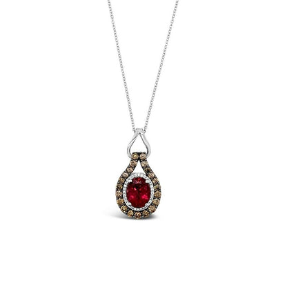 2 3/8 cts Red Rubellite and Diamond Necklace in 14K White Gold by Le Vian - BirthStone.com