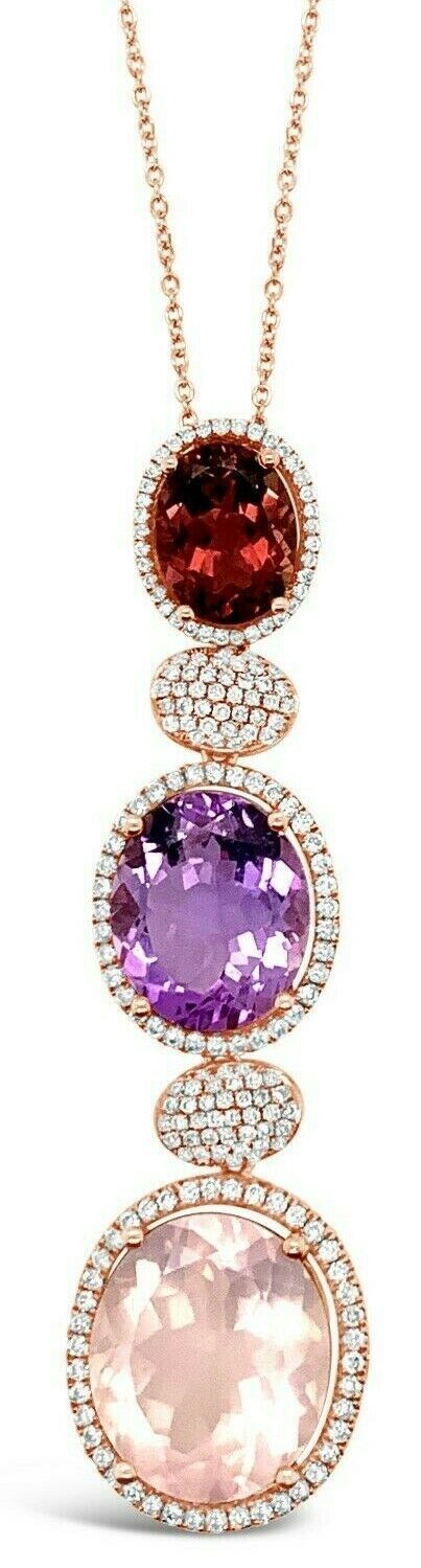 Le Vian Pendant featuring Pink Orchid Quartz, Grape Amethyst, Passion Fruit Tourmaline Vanilla Diamonds set in 14K Rose Gold