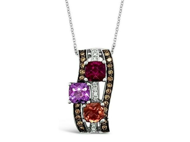 1 7/8 cts Red Rhodolite Garnet and Diamond Necklace in 14K White Gold by Le Vian - BirthStone.com