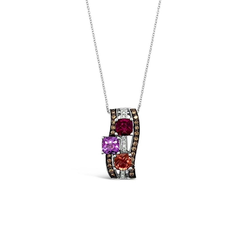 1 7/8 cts Red Rhodolite Garnet and Diamond Necklace in 14K White Gold by Le Vian - BirthStone.com