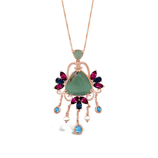 LeVian Necklace Aquaprase in 14K Rose Gold 7 3/4 cts - BirthStone.com