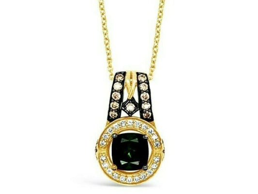 1 1/4 cts Green Tourmaline and Diamond Necklace in 14K Green Gold by Le Vian - BirthStone.com