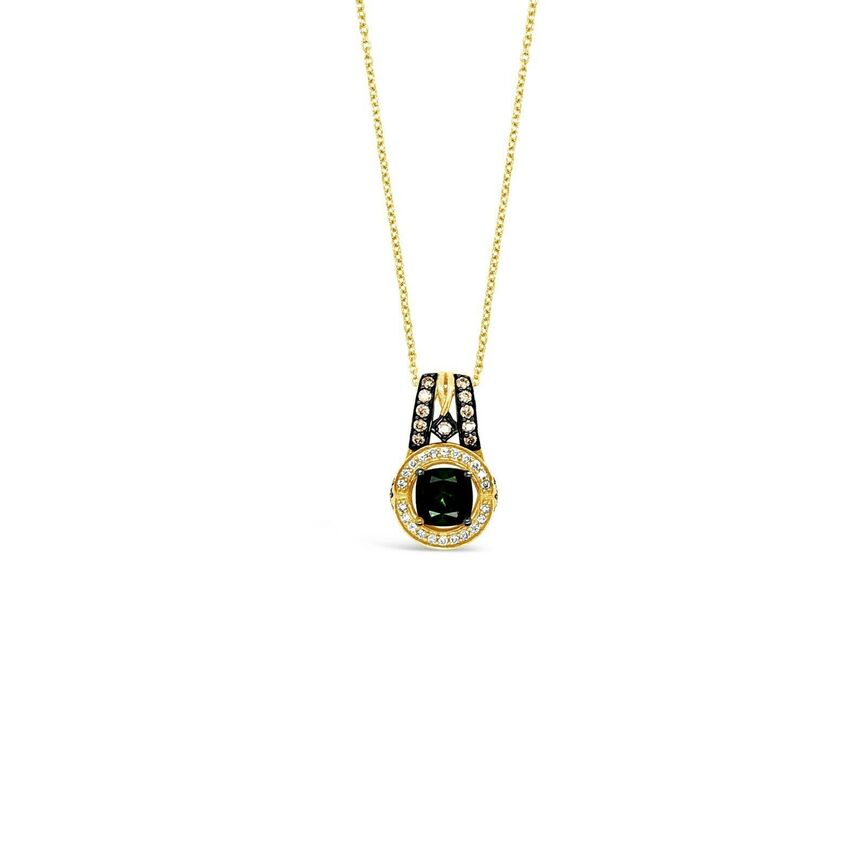 1 1/4 cts Green Tourmaline and Diamond Necklace in 14K Green Gold by Le Vian - BirthStone.com