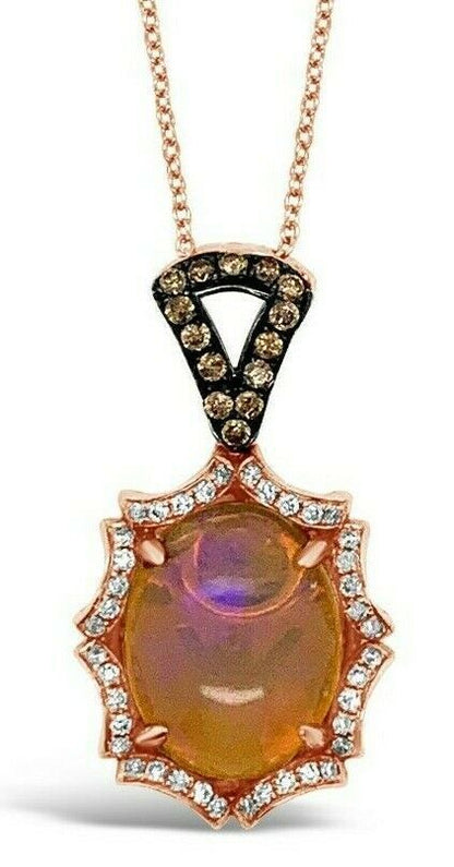 Le Vian Couture® Pendant- Opal, Chocolate/Vanilla Diamonds® 18K Strawberry Gold®