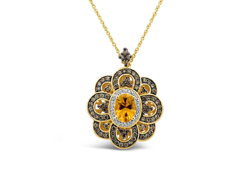 1 7/8 cts Orange Citrine and Diamond Necklace in 14K Yellow Gold by Le Vian - BirthStone.com