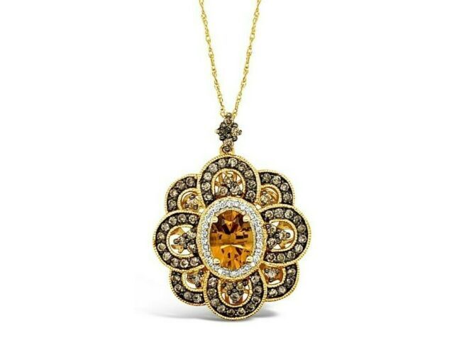 1 7/8 cts Orange Citrine and Diamond Necklace in 14K Yellow Gold by Le Vian - BirthStone.com