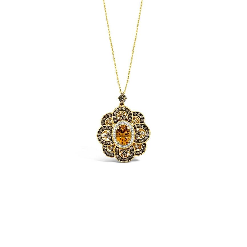 1 7/8 cts Orange Citrine and Diamond Necklace in 14K Yellow Gold by Le Vian - BirthStone.com