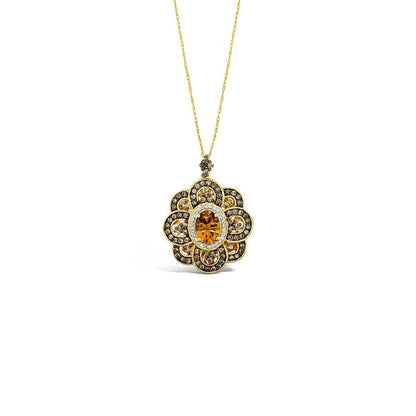 1 7/8 cts Orange Citrine and Diamond Necklace in 14K Yellow Gold by Le Vian - BirthStone.com