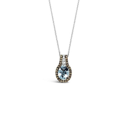 1 3/4 cts Blue Aquamarine and Diamond Necklace in 14K White Gold by Le Vian - BirthStone.com