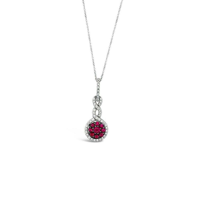 LeVian Ruby Necklace 1/2 cts Red Pendant in 14K White Gold - BirthStone.com