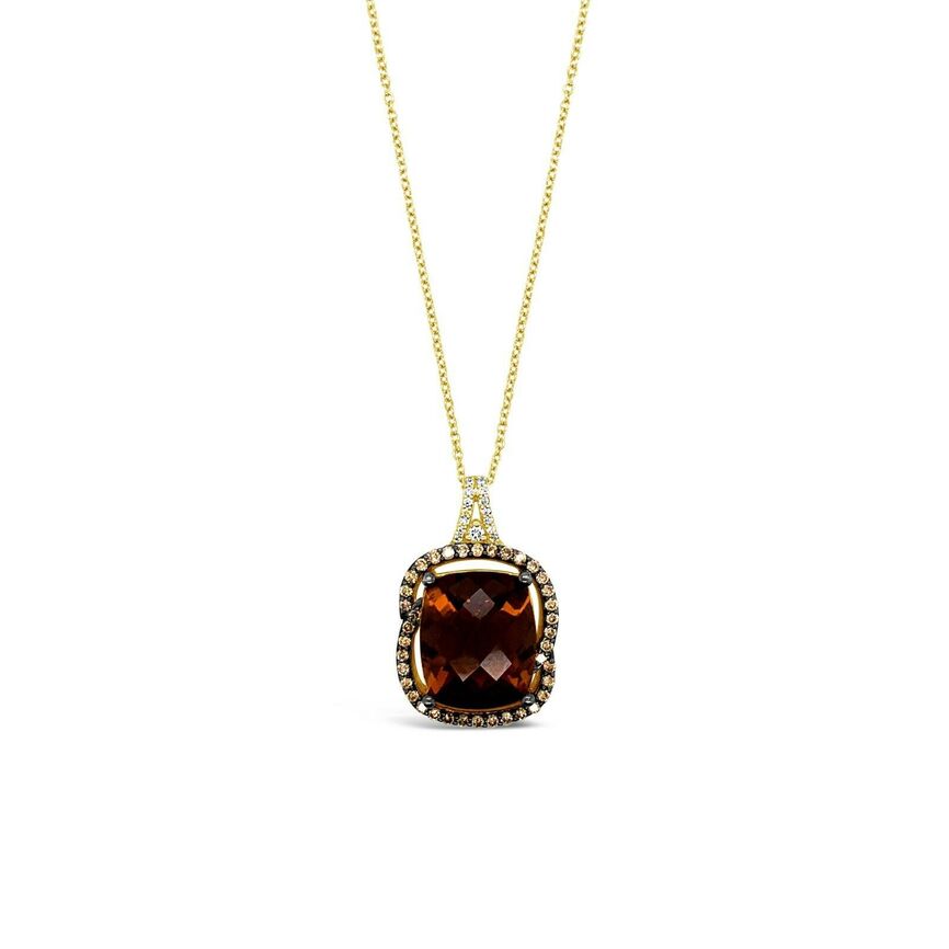 7 7/8 cts Brown Smoky Quartz and Diamond Necklace in 14K Yellow Gold by Le Vian - BirthStone.com