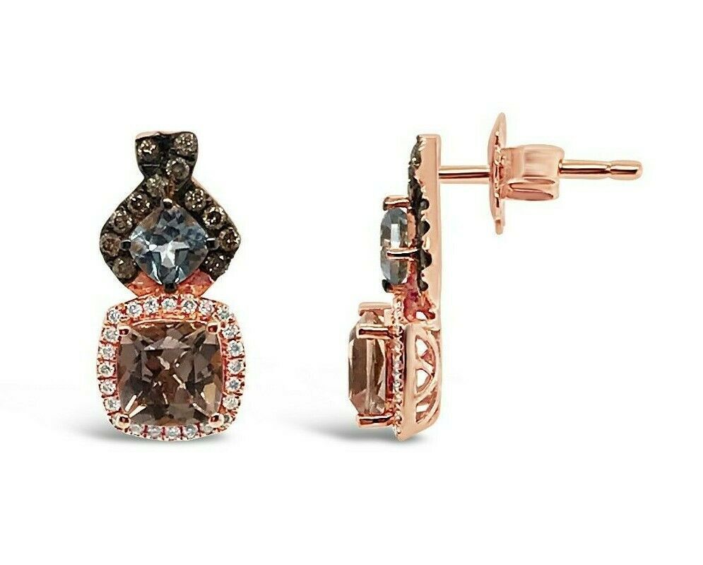 2 cts Pink Morganite and Diamond Earrings in 14K Rose Gold by Le Vian - BirthStone.com