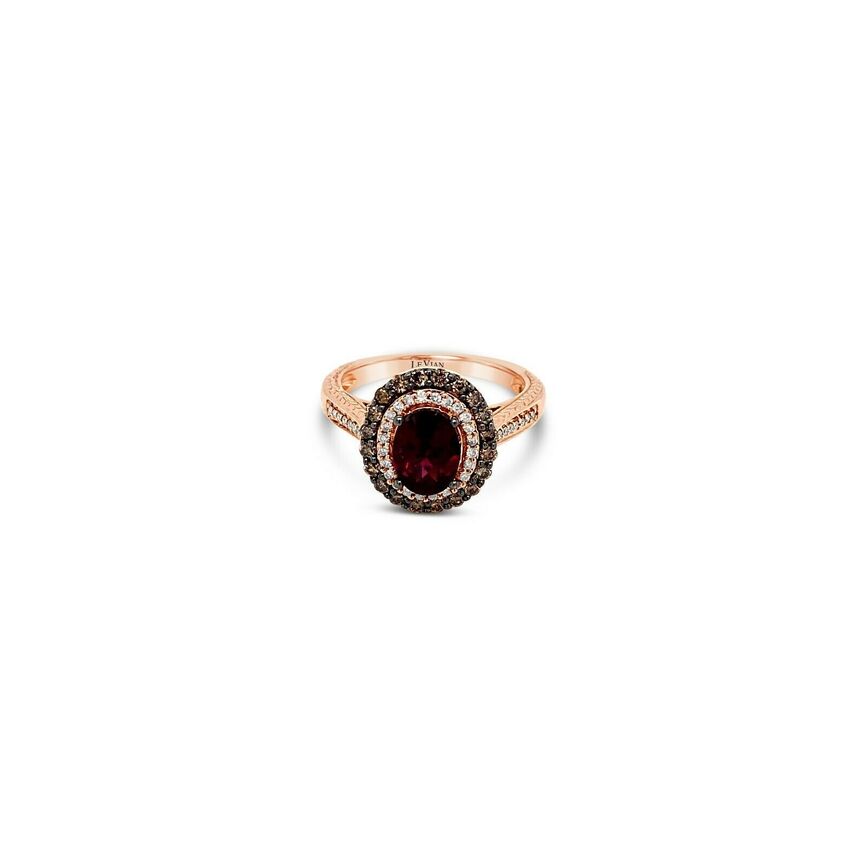 LeVian Rhodolite Ring 1 3/4 cts Cocktail Red Statement in 14K Rose Gold Size 7 - BirthStone.com