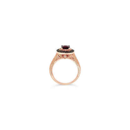 LeVian Rhodolite Ring 1 3/4 cts Cocktail Red Statement in 14K Rose Gold Size 7 - BirthStone.com