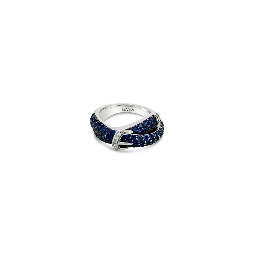 1 5/8 cts Blue Sapphire and Diamond Ring in 14K White Gold by Le Vian - BirthStone.com