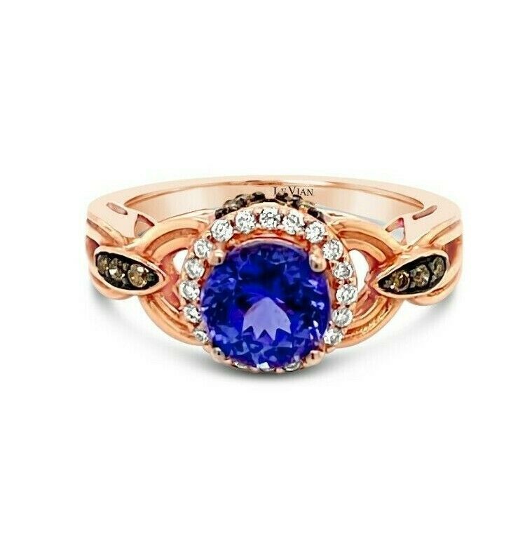 1 1/2 cts Blue Tanzanite and Diamond Ring in 14K Rose Gold by Le Vian - BirthStone.com