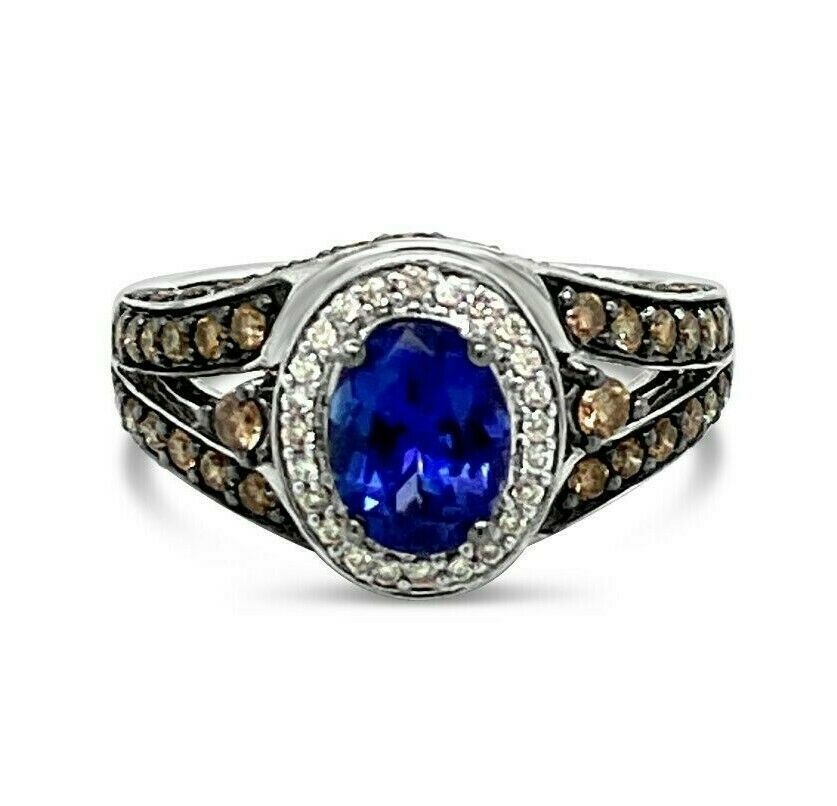 2 1/4 cts Blue Tanzanite and Diamond Ring in 14K White Gold by Le Vian - BirthStone.com