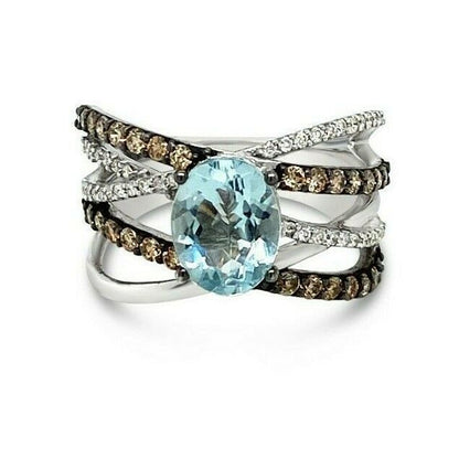 2 1/8 cts Blue Aquamarine and Diamond Ring in 14K White Gold by Le Vian - BirthStone.com